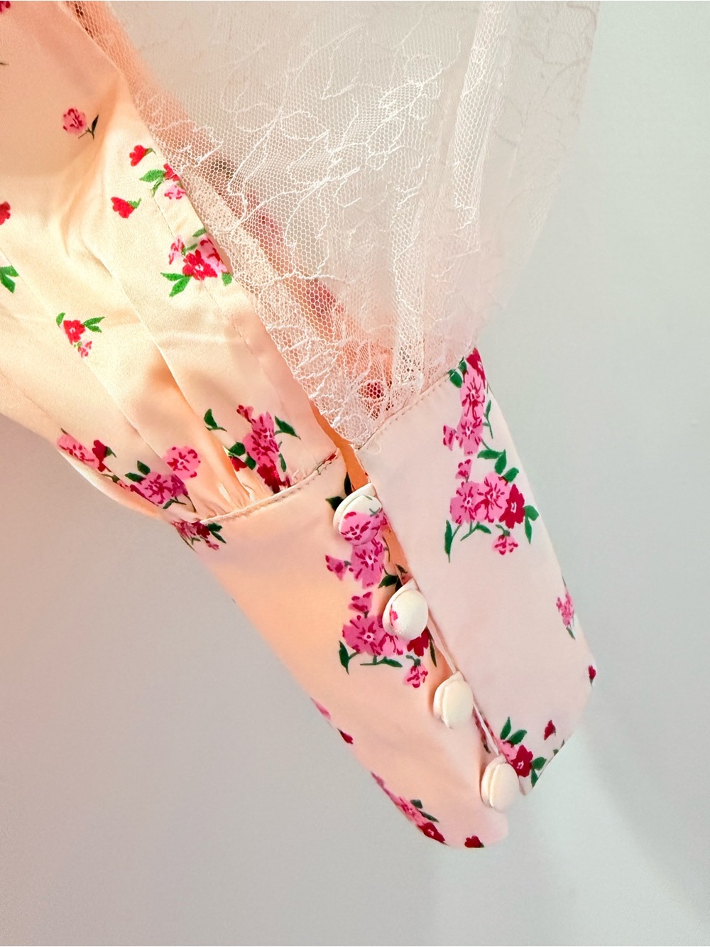 FOR LOVE & LEMONS PEACH PINK ASTER FLORAL MINI DRESS - Picture 8 of 16